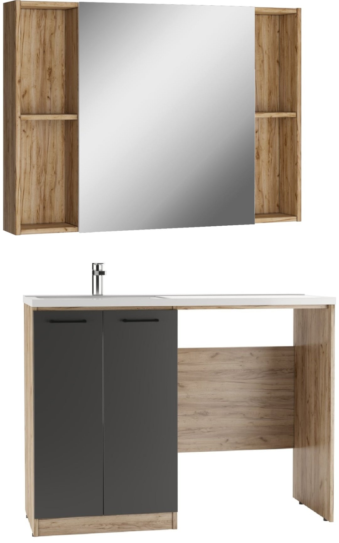 Комплект для ванной KABINKA.KZ Байтерек (шкаф, тумба под раковину, раковина) коричневый, графит