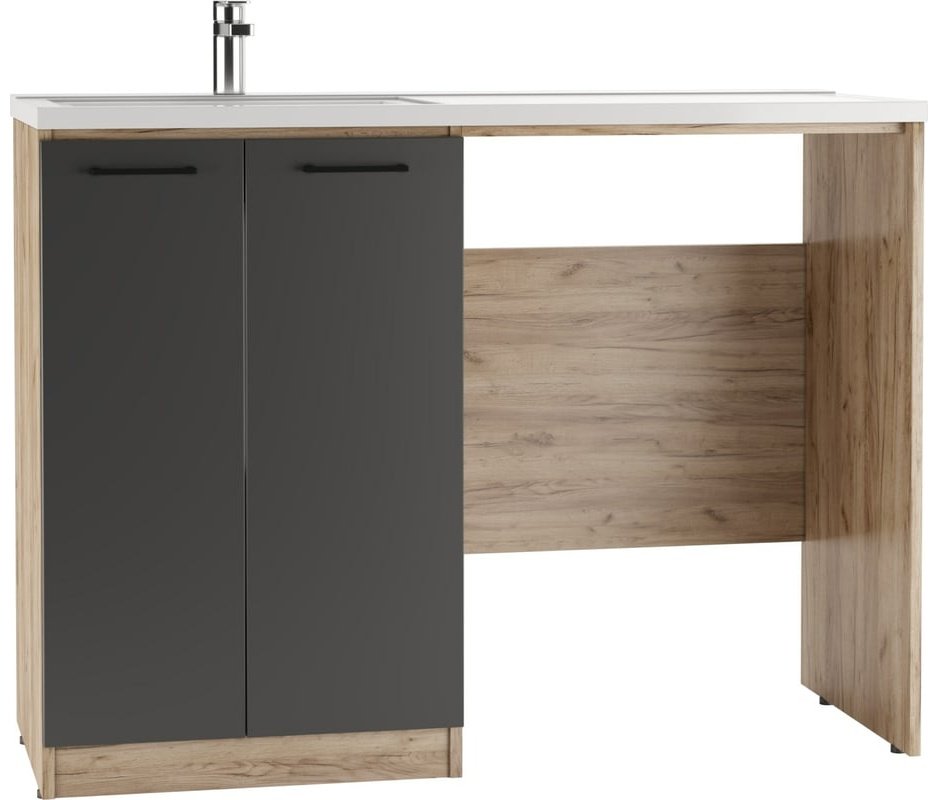 Комплект для ванной KABINKA.KZ Байтерек (шкаф, тумба под раковину, раковина) коричневый, графит