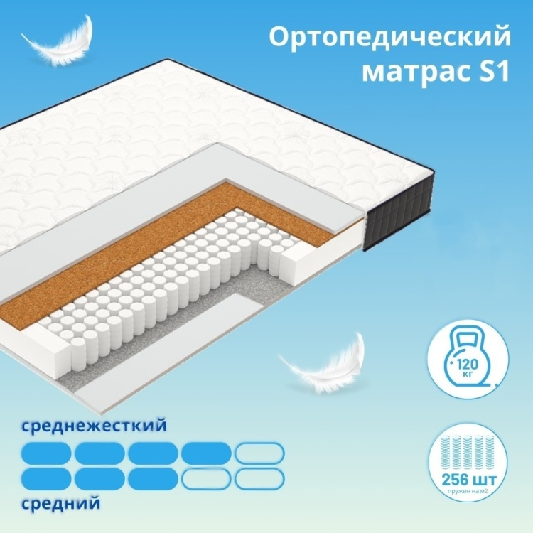 Матрас ортопедический Vegas S1 180x200x20см белый купить,NaN