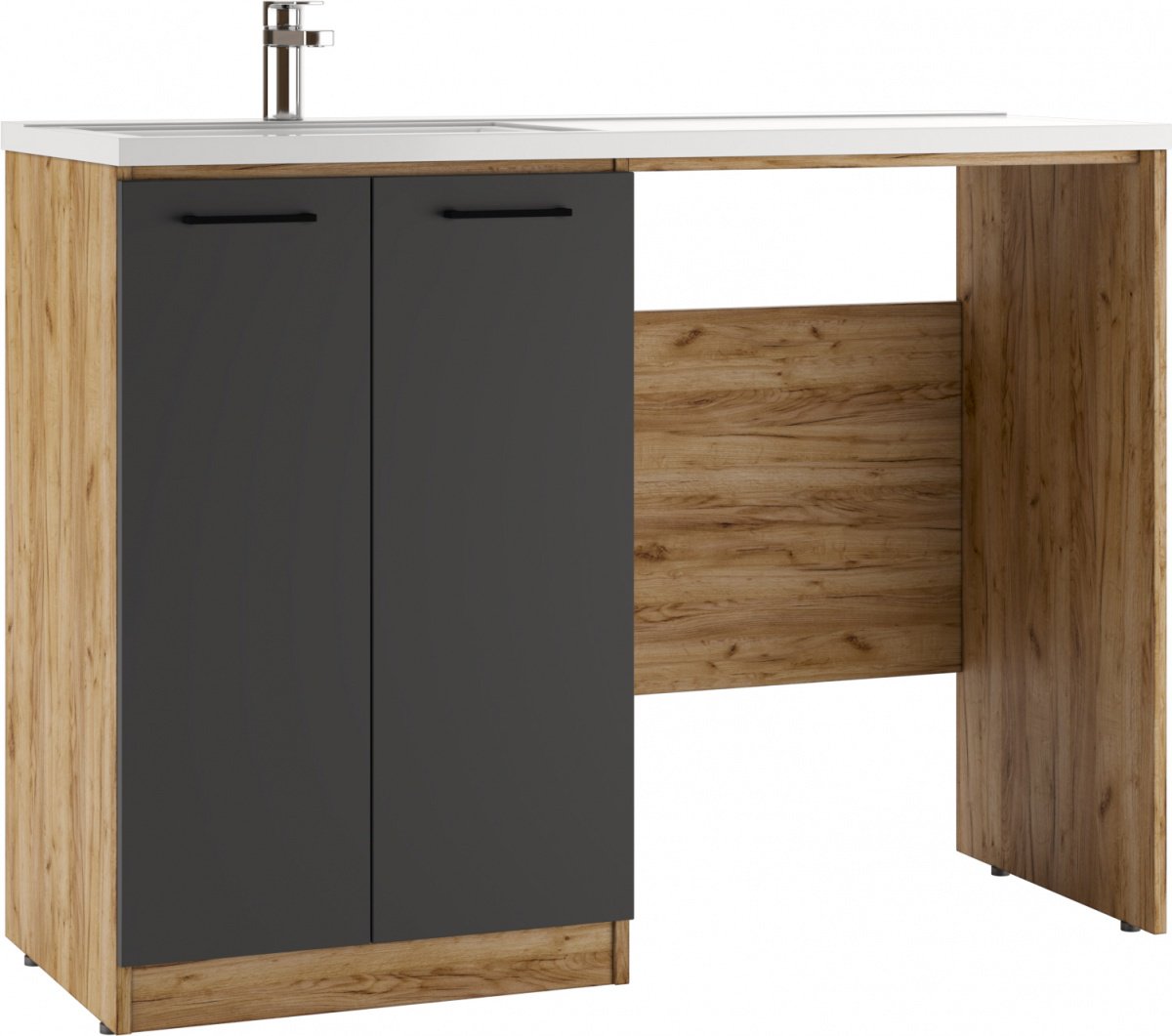 Комплект для ванной KABINKA.KZ Байтерек (тумба под раковину, зеркало, раковина) коричневый, графит