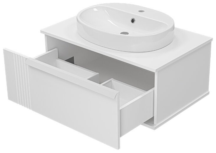 Комплект для ванной Brevita SAVOY (шкаф-пенал, тумба под раковину, раковина) белый