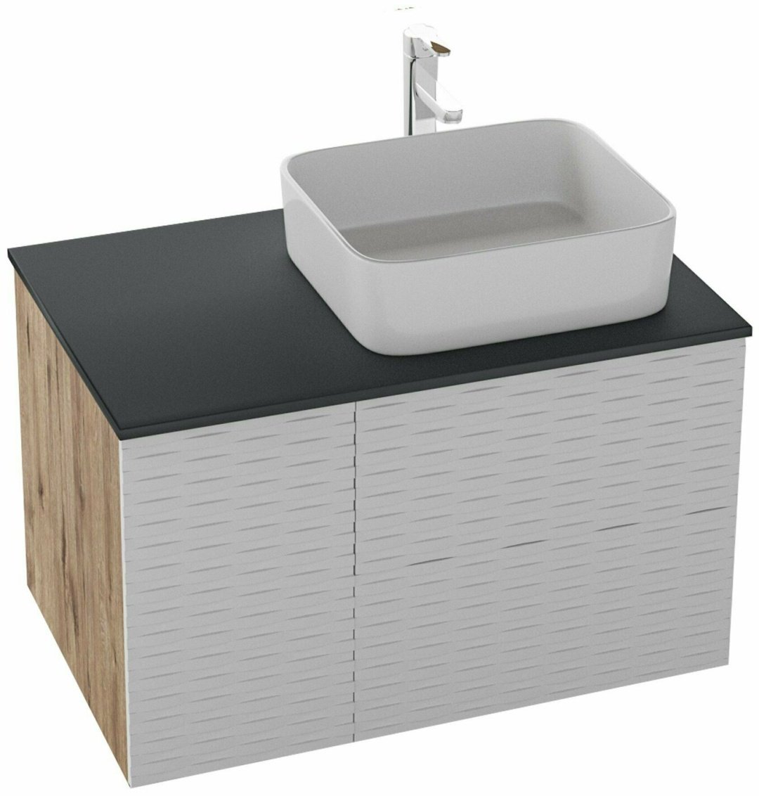 Комплект для ванной Grossman АЛЬБА (шкаф, шкаф-пенал, тумба под раковину, раковина) белый, коричневый