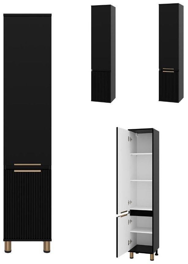 Комплект для ванной Brevita Enfida (шкаф-пенал, тумба под раковину, раковина) черный