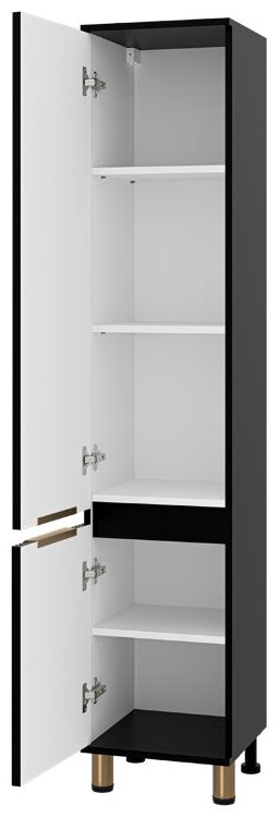 Комплект для ванной Brevita Enfida (шкаф-пенал, тумба под раковину, раковина) черный