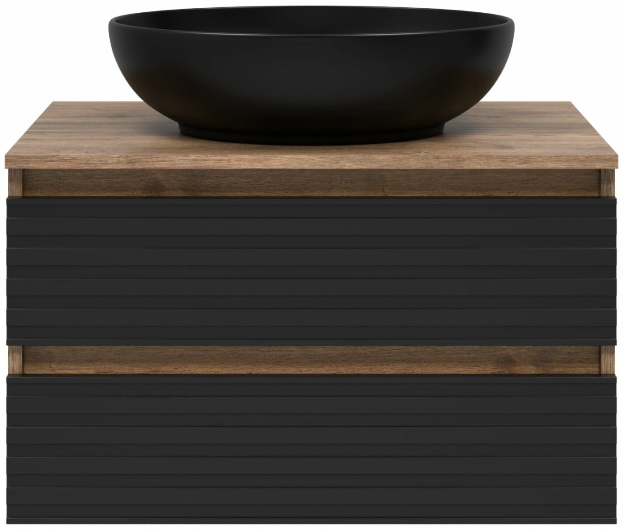 Комплект для ванной Brevita DAKOTA 70 (шкаф-пенал, тумба под раковину, раковина) черный, коричневый
