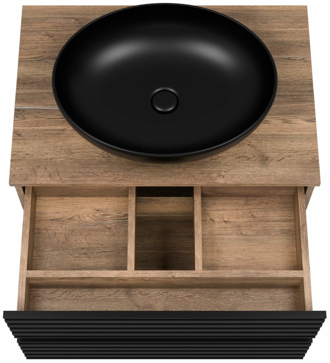 Комплект для ванной Brevita DAKOTA 70 (шкаф-пенал, тумба под раковину, раковина) черный, коричневый