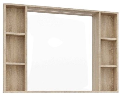 Комплект для ванной Grossman ФЛАЙ 100 (шкаф-пенал, тумба под раковину, зеркало, раковина) белый, коричневый