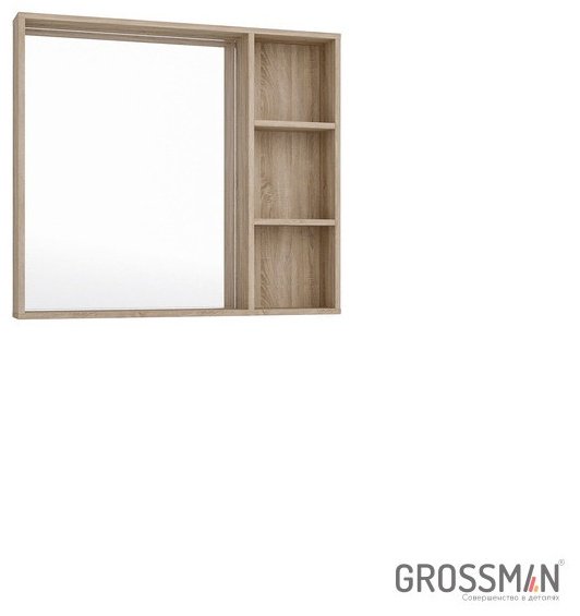 Комплект для ванной Grossman Флай 80 (шкаф-пенал, тумба под раковину, зеркало, раковина) серый, коричневый