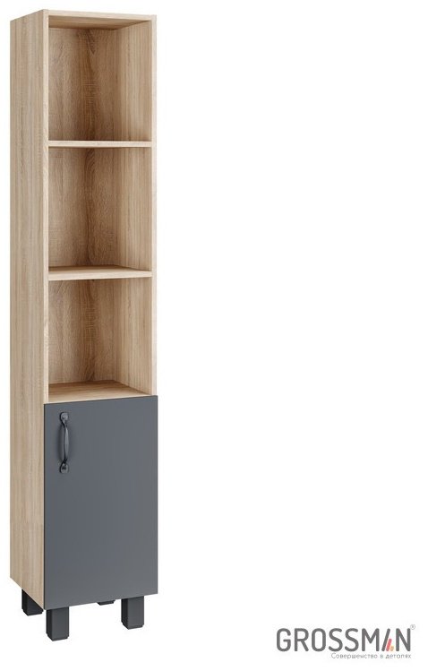 Комплект для ванной Grossman Флай 80 (шкаф-пенал, тумба под раковину, зеркало, раковина) серый, коричневый