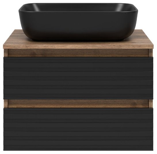 Комплект для ванной KABINKA.KZ DAKOTA - 60 (шкаф-пенал, тумба под раковину, раковина) черный, коричневый