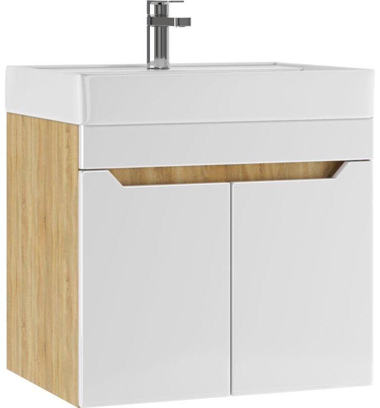 Комплект для ванной KABINKA.KZ Адай (шкаф, тумба под раковину, раковина) белый, коричневый