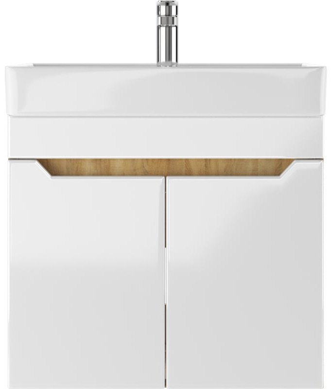 Комплект для ванной KABINKA.KZ Адай (шкаф, тумба под раковину, раковина) белый, коричневый