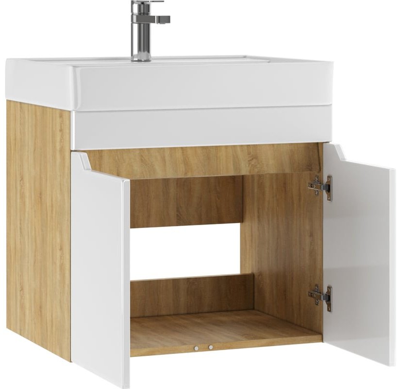 Комплект для ванной KABINKA.KZ Адай (шкаф, тумба под раковину, раковина) белый, коричневый