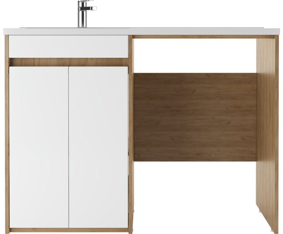 Комплект для ванной KABINKA.KZ Байтерек (шкаф, тумба под раковину, раковина) белый, коричневый