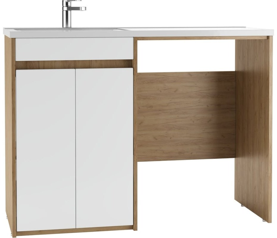 Комплект для ванной KABINKA.KZ Байтерек (шкаф, тумба под раковину, раковина) белый, коричневый