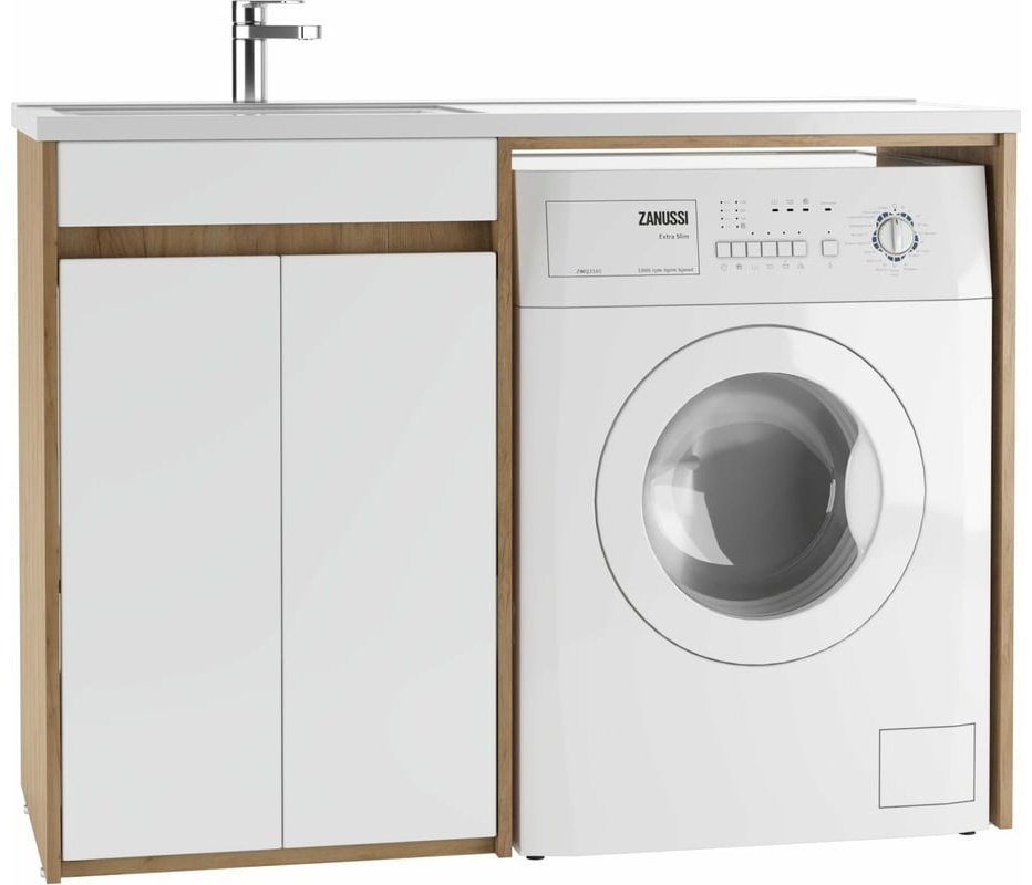 Комплект для ванной KABINKA.KZ Байтерек (шкаф, тумба под раковину, раковина) белый, коричневый