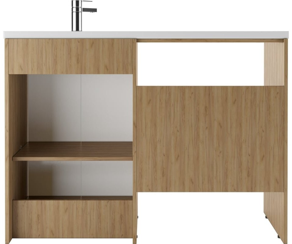 Комплект для ванной KABINKA.KZ Байтерек (шкаф, тумба под раковину, раковина) белый, коричневый