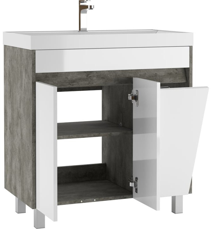 Комплект для ванной KABINKA.KZ Байтерек (тумба под раковину, зеркало, раковина) белый, серый