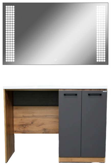 Комплект для ванной KABINKA.KZ Байтерек (тумба под раковину, зеркало, раковина) коричневый, графит