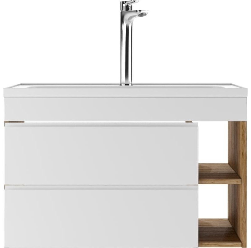 Комплект для ванной KABINKA.KZ Байтерек (шкаф, тумба под раковину, раковина) белый, коричневый