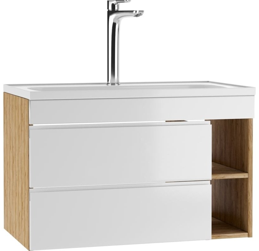 Комплект для ванной KABINKA.KZ Байтерек (шкаф, тумба под раковину, раковина) белый, коричневый