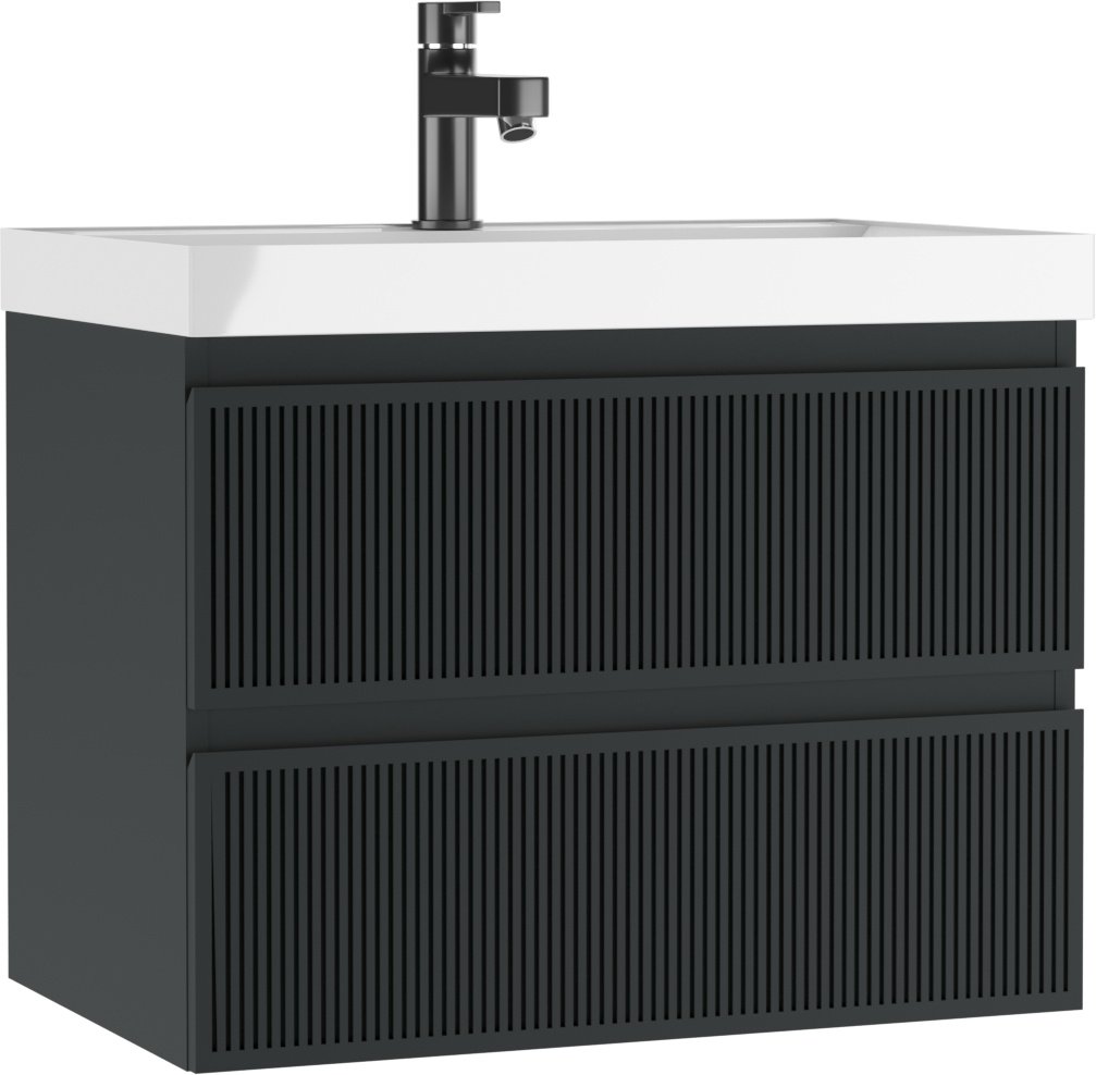 Комплект для ванной KABINKA.KZ Bazis 70 (тумба под раковину, зеркало, раковина) черный