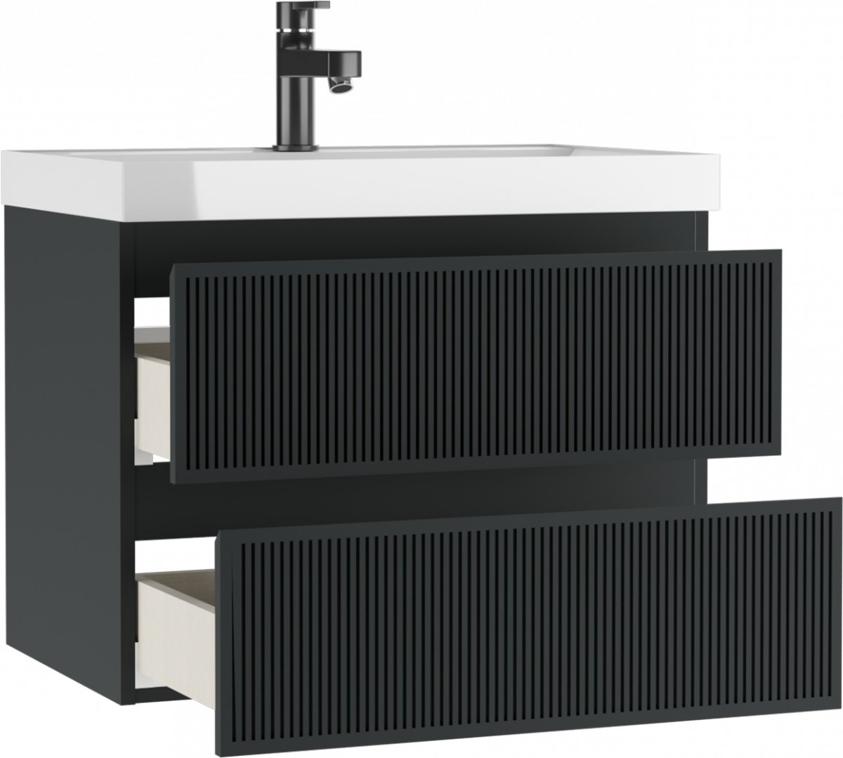 Комплект для ванной KABINKA.KZ Bazis 70 (тумба под раковину, зеркало, раковина) черный