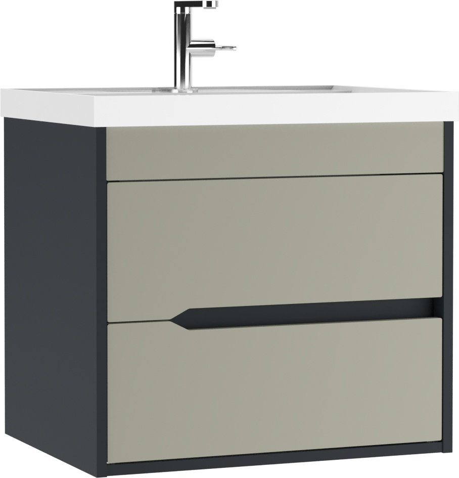 Комплект для ванной KABINKA.KZ Classica 60 (тумба под раковину, зеркало, раковина) серый