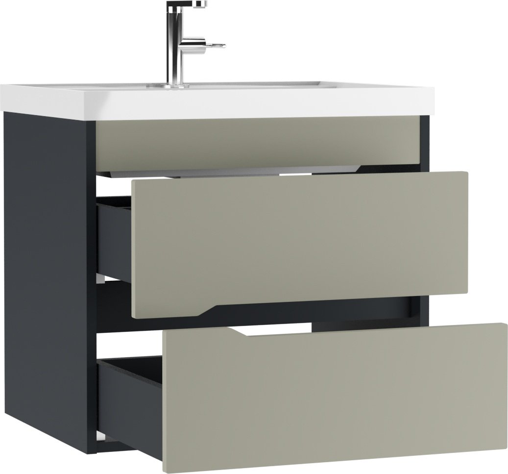 Комплект для ванной KABINKA.KZ Classica 60 (тумба под раковину, зеркало, раковина) серый