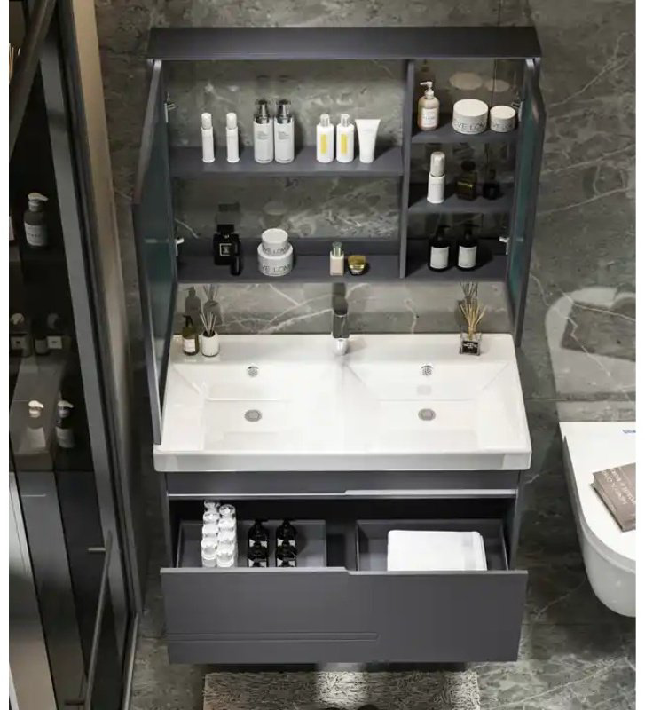 Комплект для ванной Cerutti SPA OGLIO 60 (шкаф, тумба под раковину, раковина) серый купить,NaN