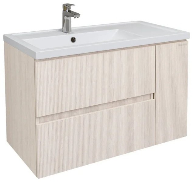 Комплект для ванной Grossman ЮНИТ 80 (тумба под раковину, зеркало, раковина) бежевый