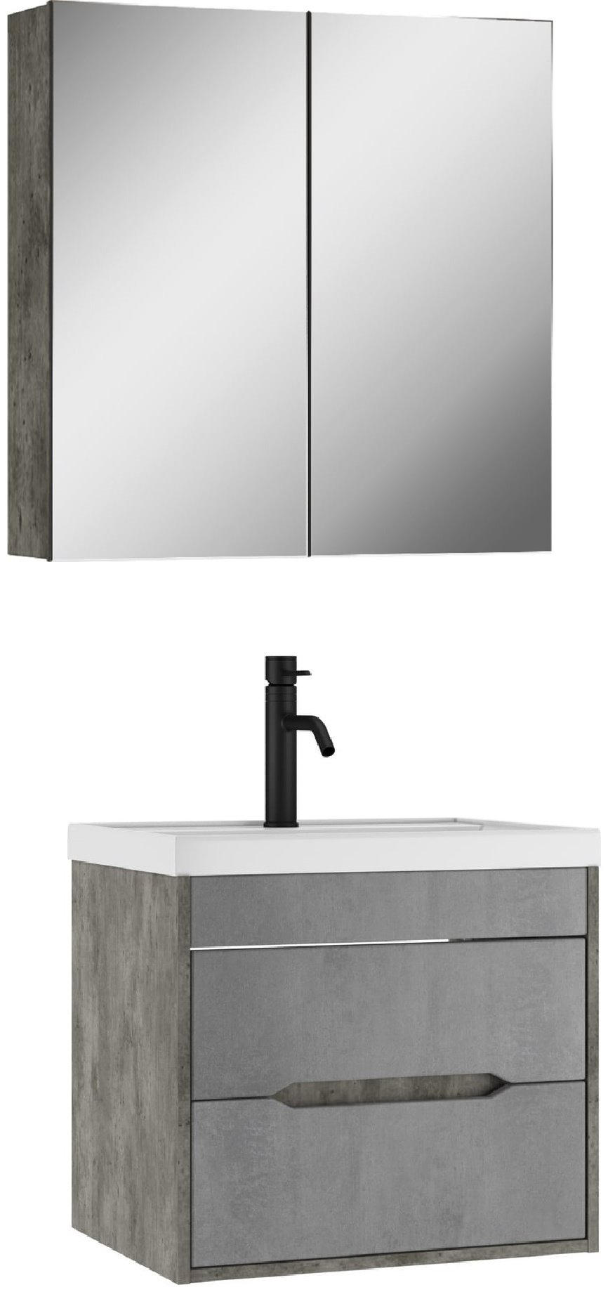 Комплект для ванной KABINKA.KZ Байтерек (шкаф, тумба под раковину, раковина) серый