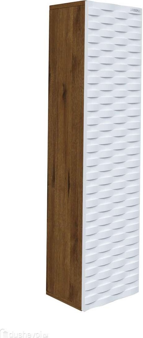 Комплект для ванной Grossman АЛЬБА 65 (шкаф-пенал, шкаф-навесной, тумба под раковину, раковина) белый, коричневый