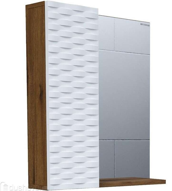 Комплект для ванной Grossman АЛЬБА 65 (шкаф-пенал, шкаф-навесной, тумба под раковину, раковина) белый, коричневый