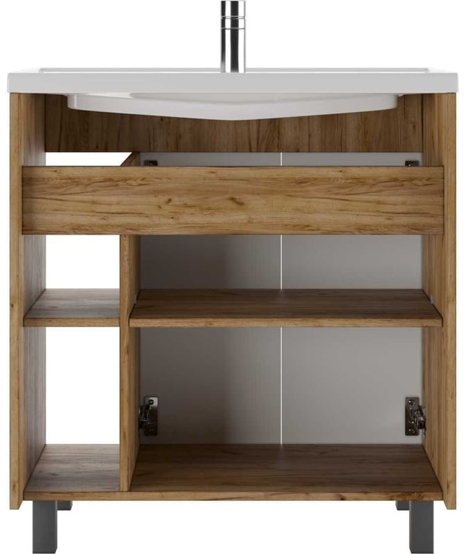 Комплект для ванной KABINKA.KZ Байтерек (шкаф, шкаф-пенал, тумба под раковину, раковина) коричневый