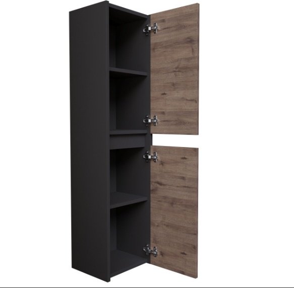 Комплект для ванной Grossman Смарт (шкаф-пенал, тумба под раковину, зеркало, раковина) коричневый, графит