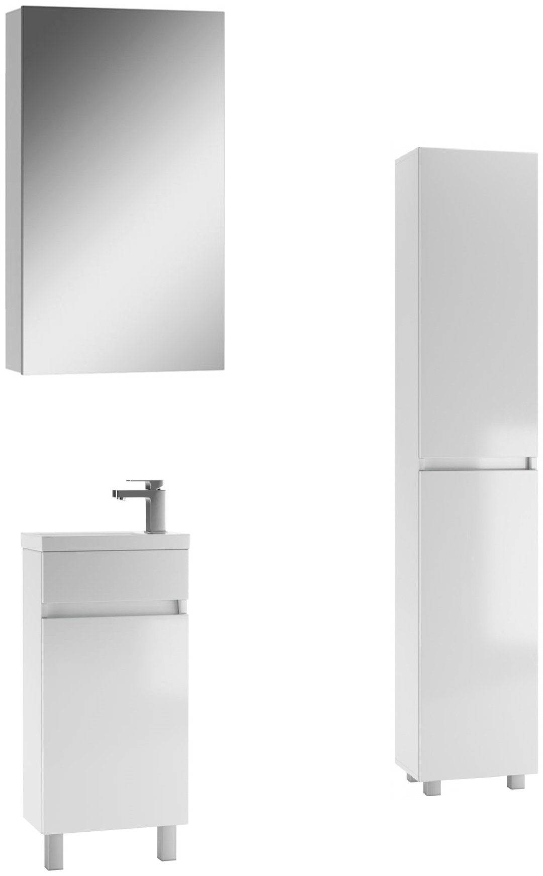 Комплект для ванной KABINKA.KZ Адай (шкаф, шкаф-пенал, тумба под раковину, раковина) белый