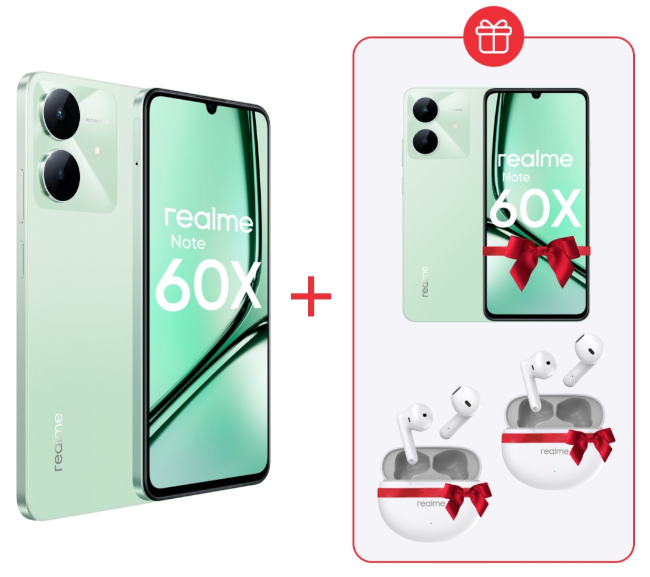 Смартфон Realme Note 60X 3/64Gb Wilderness Green + подарок купить,NaN