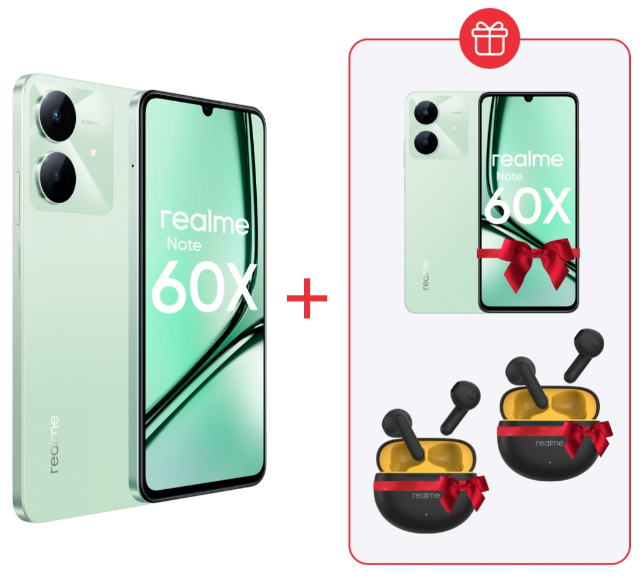 Смартфон Realme Note 60X 3/64Gb Wilderness Green + подарок