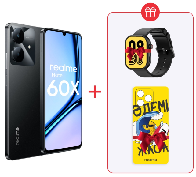 Смартфон Realme Note 60X 3/64Gb Marble Black + подарок купить,NaN