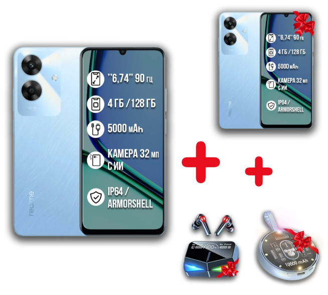 Смартфон Realme Note 60 4/128Gb Voyage Blue + подарок купить,NaN