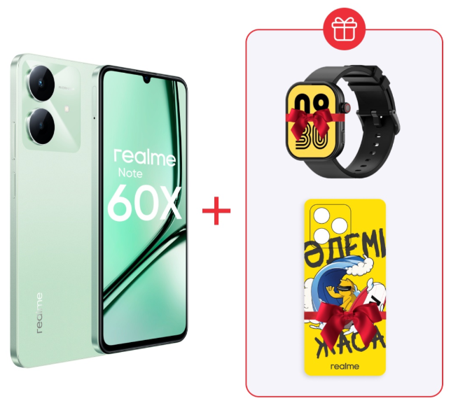 Смартфон Realme Note 60X 3/64Gb Wilderness Green + подарок