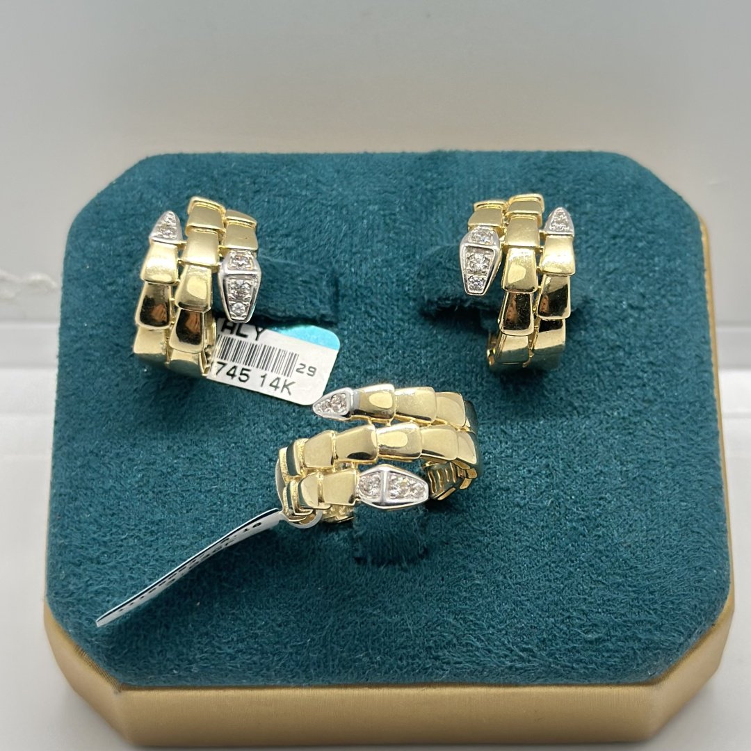Zhanar Gold Комплект Италия змея булгари вес 9.13 г золото, цирконий купить,NaN