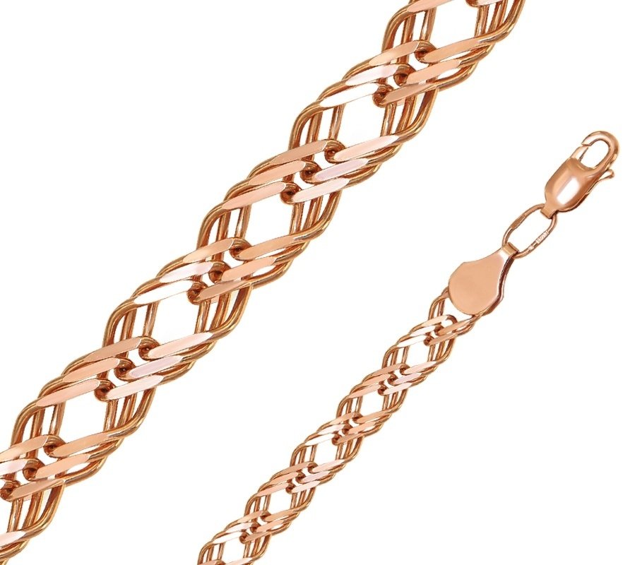 Браслет Ювелир Трейд 615506022 длина 18 см, вес 3.42 г золото, плетение тройной ромб