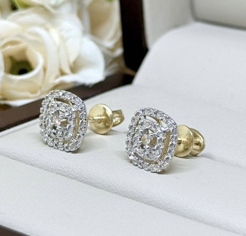 Пусеты Exclusive Gold Aij410 вес 2 г золото, бриллиант