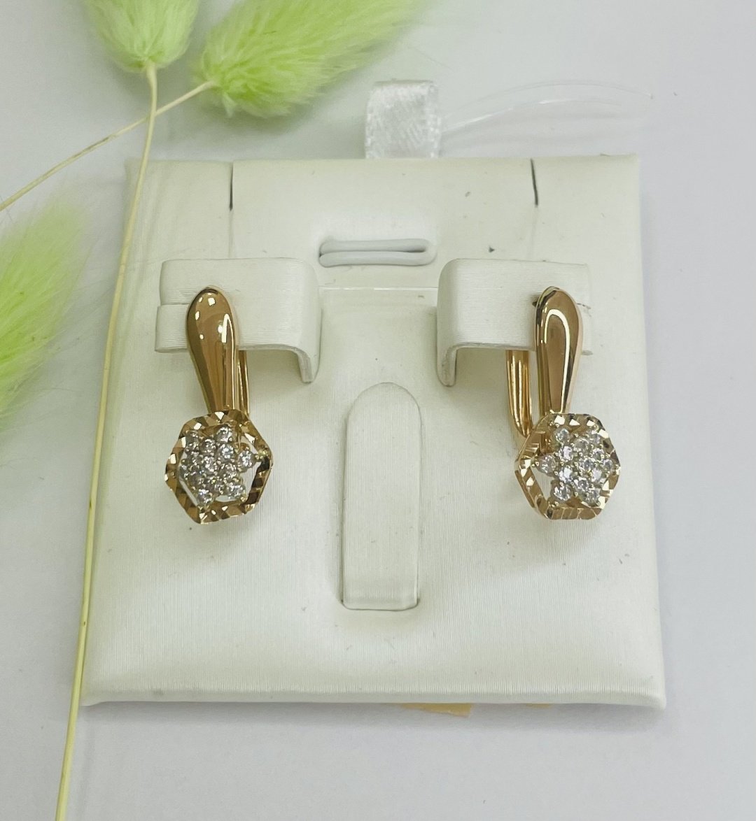 Серьги Ab 93737363 вес 2.8 г золото, фианит купить,NaN