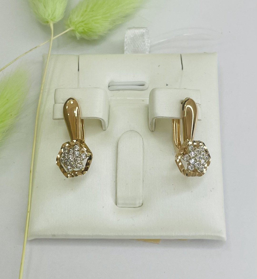 Серьги Ab 93737363 вес 2.8 г золото, фианит купить,NaN