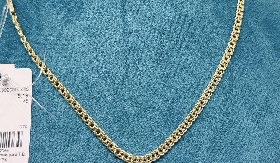 Цепь Exclusive Gold Aij412 длина 45 см, вес 5.19 г золото, плетение бисмарк купить,380000