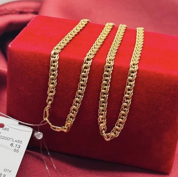 Цепь Exclusive Gold Aij417 длина 55 см, вес 6.13 г золото, плетение бисмарк
