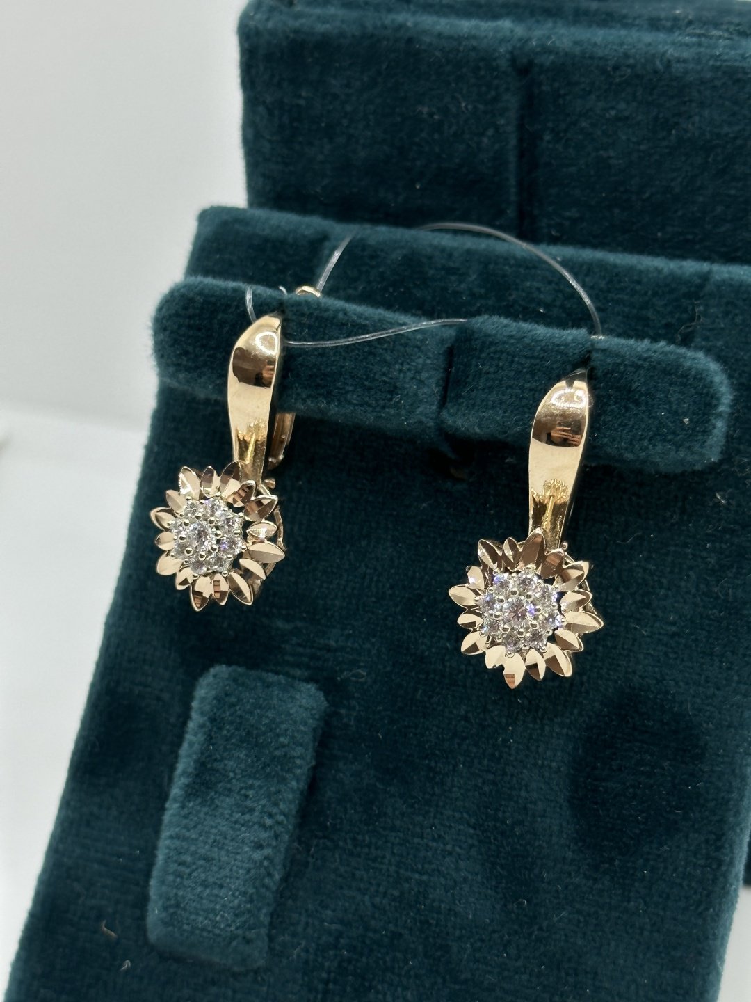 Серьги Алтын А00141 вес 3.61 г золото, фианит